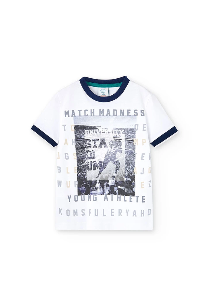 T-shirt tricoté pour garçon en blanc