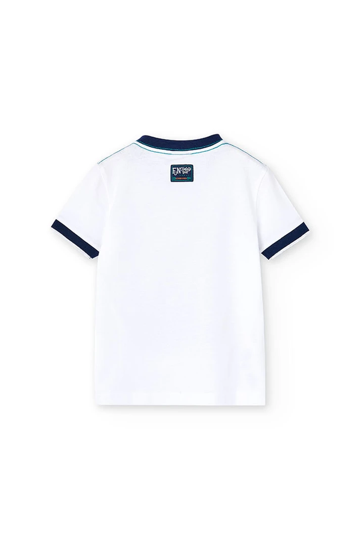 T-shirt tricoté pour garçon en blanc