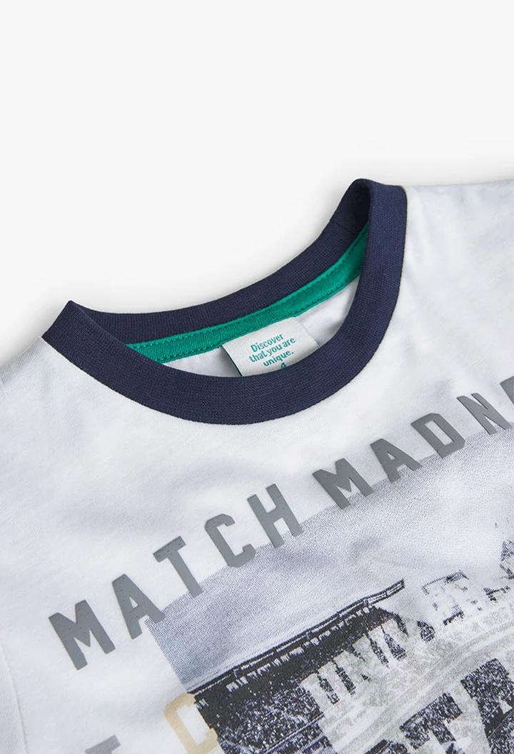 T-shirt tricoté pour garçon en blanc