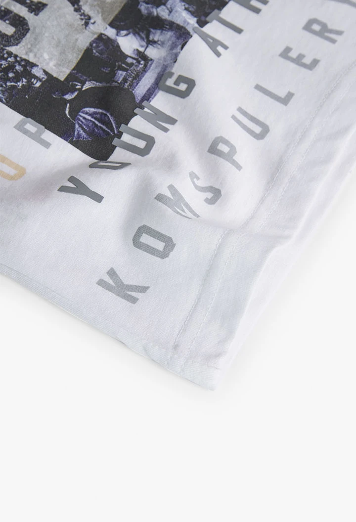 T-shirt tricoté pour garçon en blanc