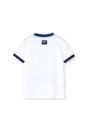 Camiseta de punto de niño en color blanco