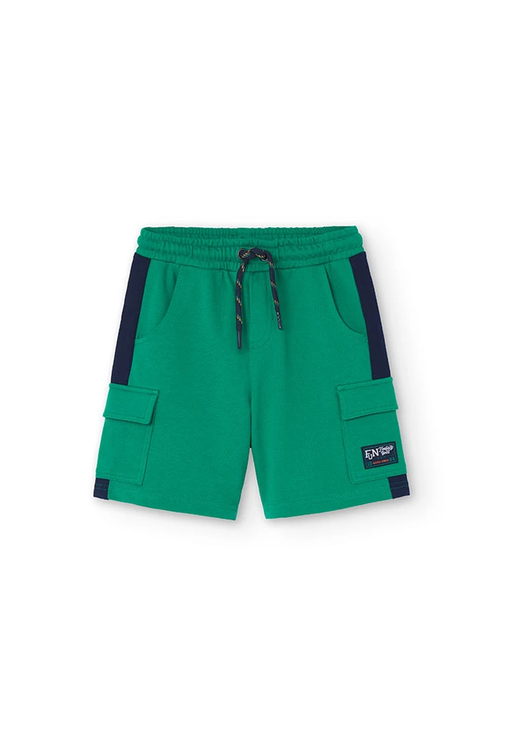 Boy's green plush Bermuda shorts