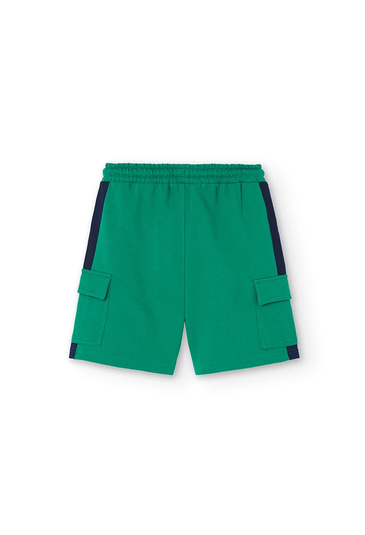 Bermuda garçon vert en molleton