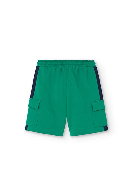 Boy's green plush Bermuda shorts