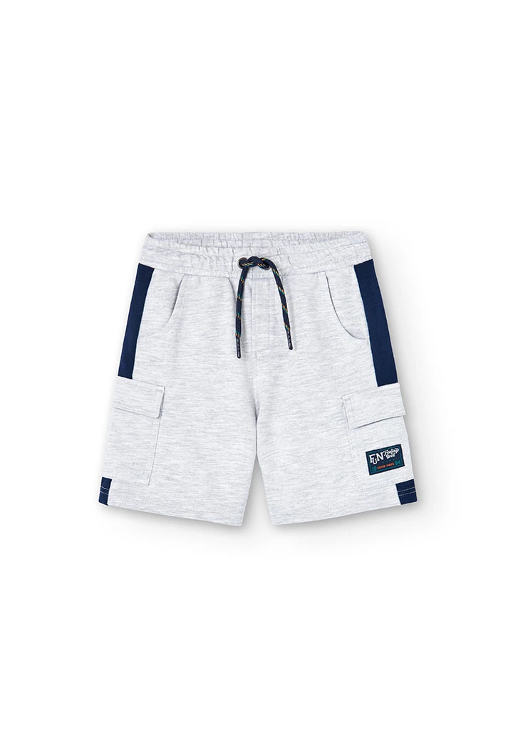 Boy\'s plush Bermuda shorts in vigour grey