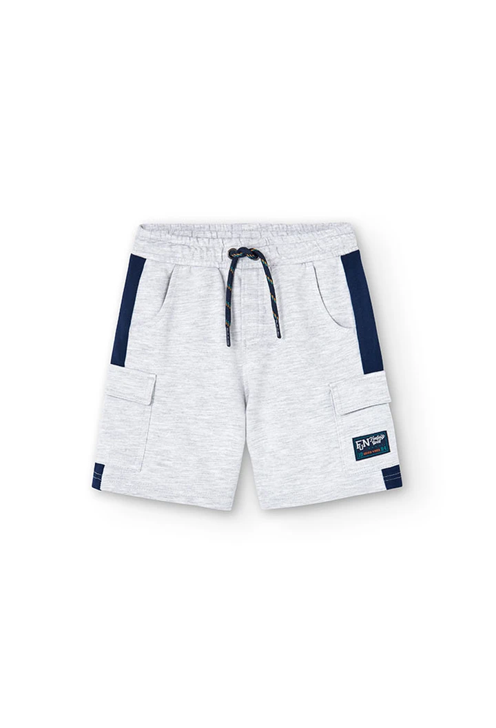 Bermuda garçon en molleton de couleur gris vigoré
