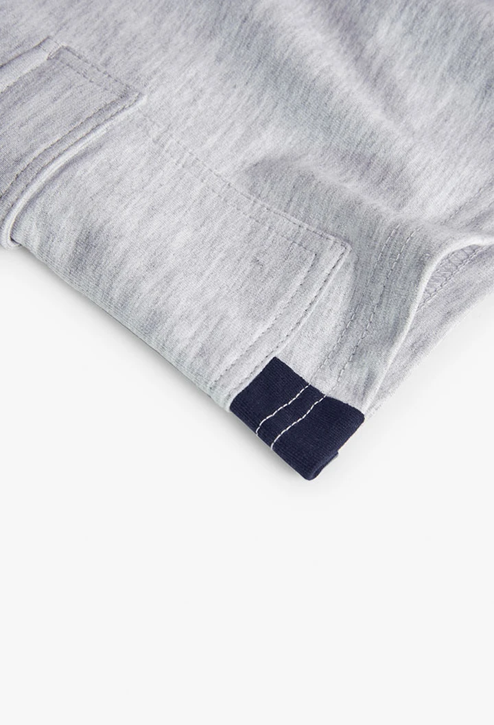 Bermuda garçon en molleton de couleur gris vigoré