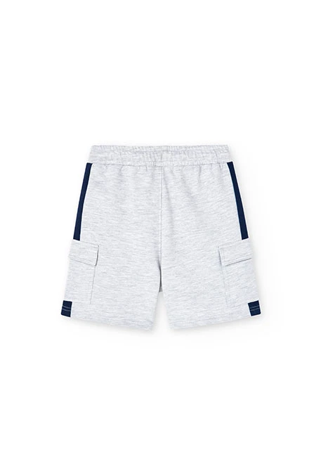 Boy's plush Bermuda shorts in vigour grey