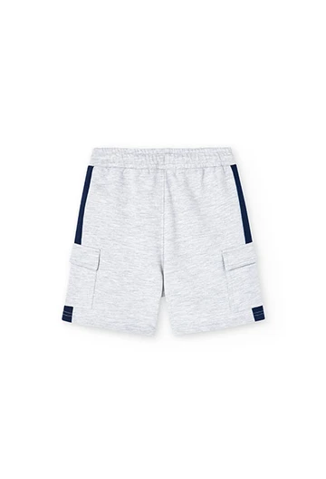 Boy\'s plush Bermuda shorts in vigour grey