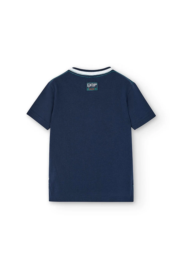 Camiseta de punto de niño en azul marino