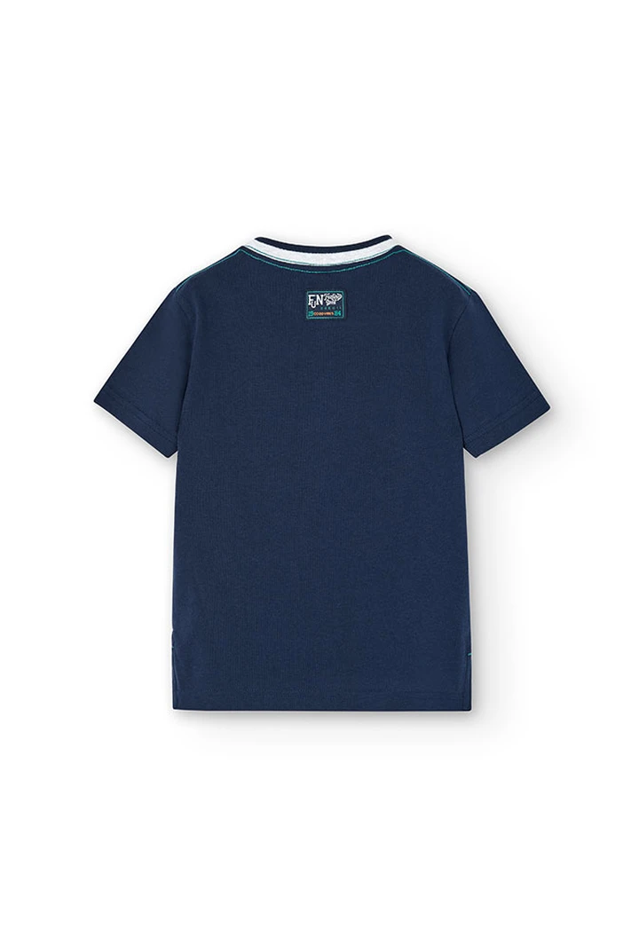 T-shirt à mailles pour garçons en bleu marine