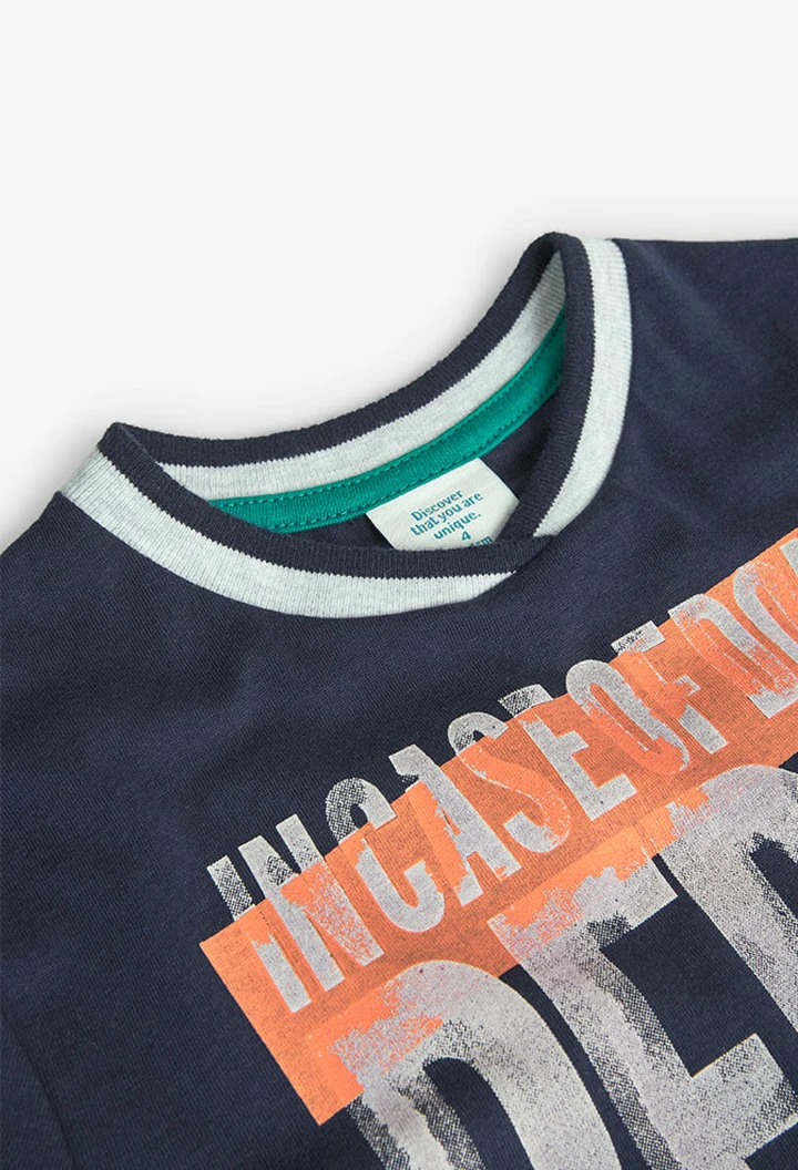T-shirt à mailles pour garçons en bleu marine