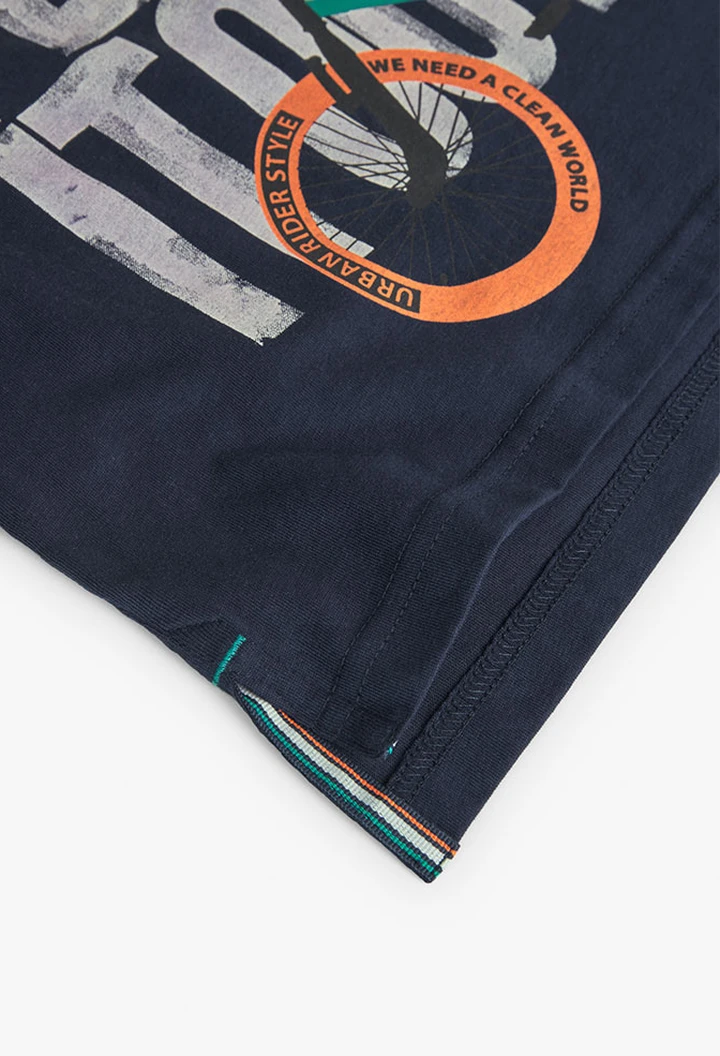 T-shirt à mailles pour garçons en bleu marine
