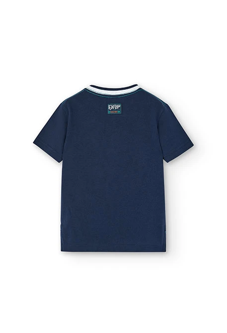 T-shirt à mailles pour garçons en bleu marine