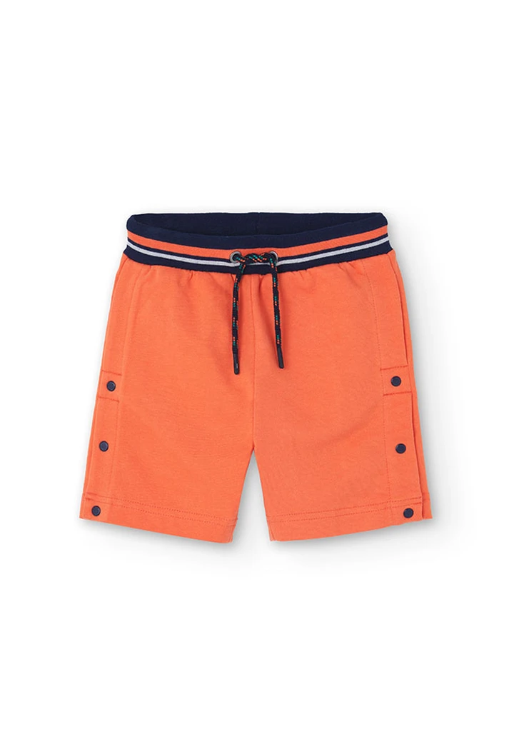 Bermuda garçon en molleton couleur orange