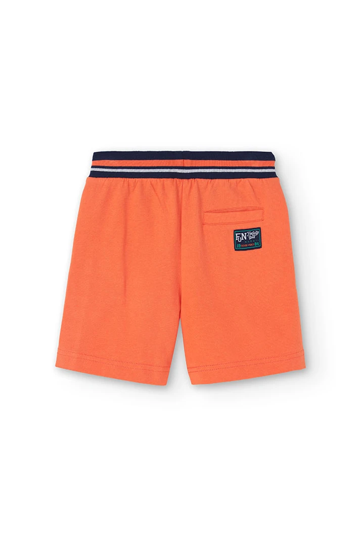 Bermuda garçon en molleton couleur orange