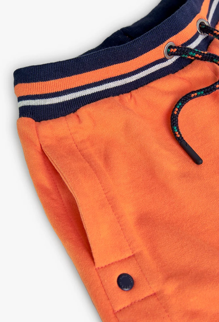 Bermuda garçon en molleton couleur orange
