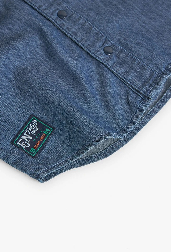 Chemise en denim pour garçon en couleur bleue