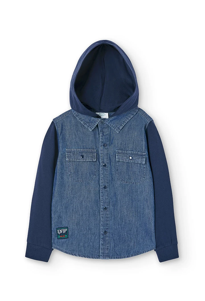 Chemise en denim pour garçon en couleur bleue