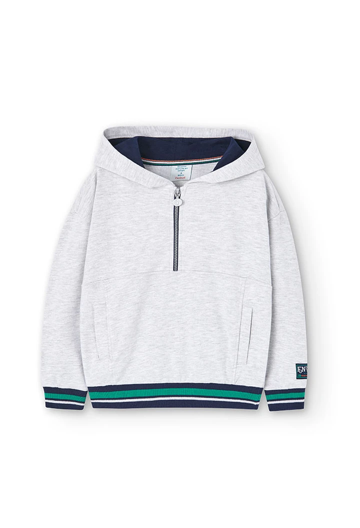 Sweat à capuche en molleton pour garçon en gris vigoré