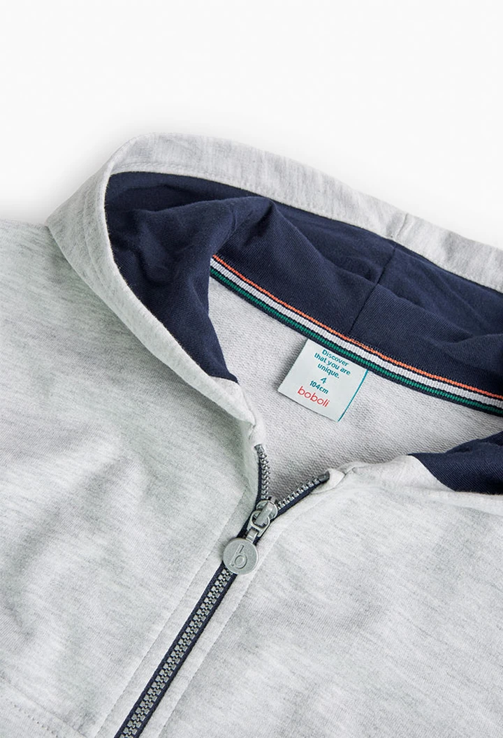 Sweat à capuche en molleton pour garçon en gris vigoré
