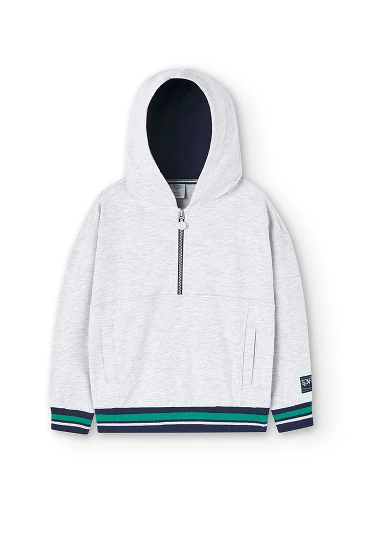 Sweat à capuche en molleton pour garçon en gris vigoré