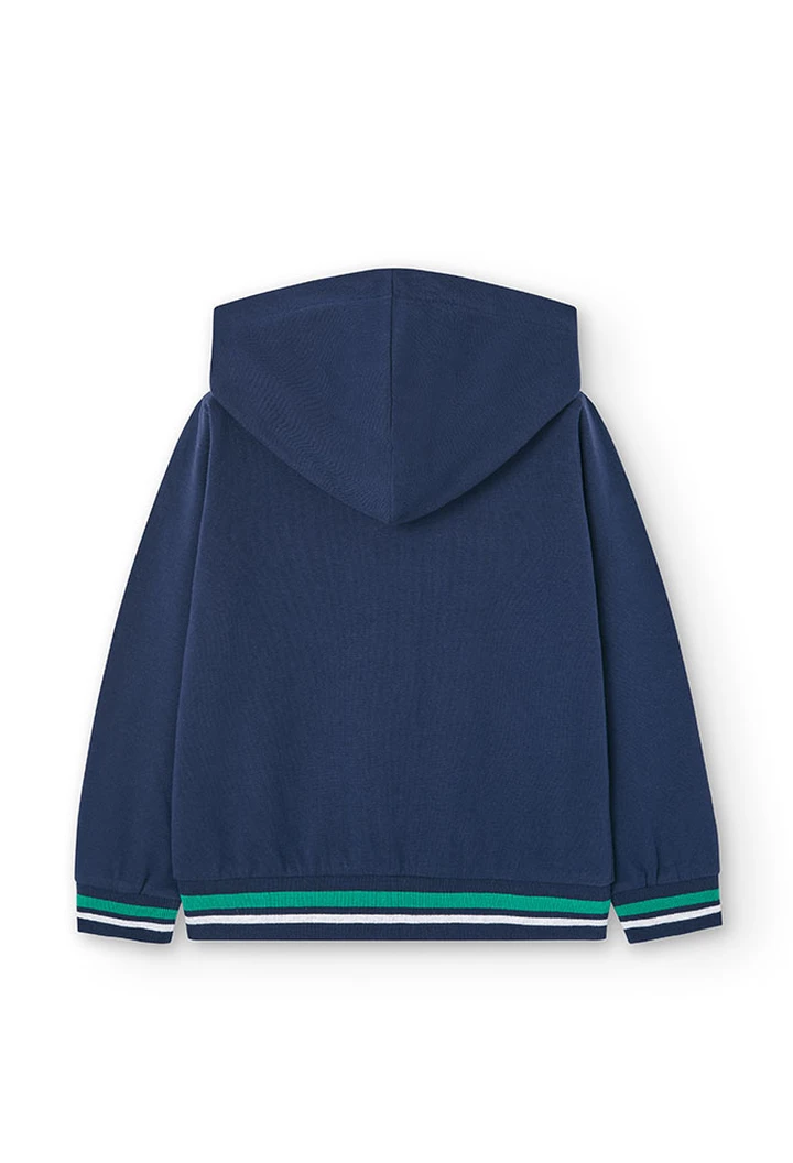 Veste molleton à capuche pour garçon en bleu marine