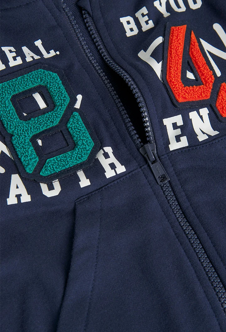 Veste molleton à capuche pour garçon en bleu marine