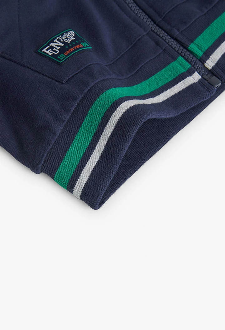 Veste molleton à capuche pour garçon en bleu marine