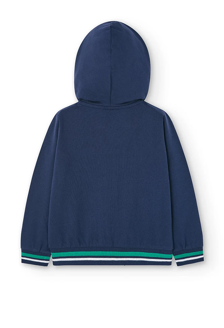 Veste molleton à capuche pour garçon en bleu marine