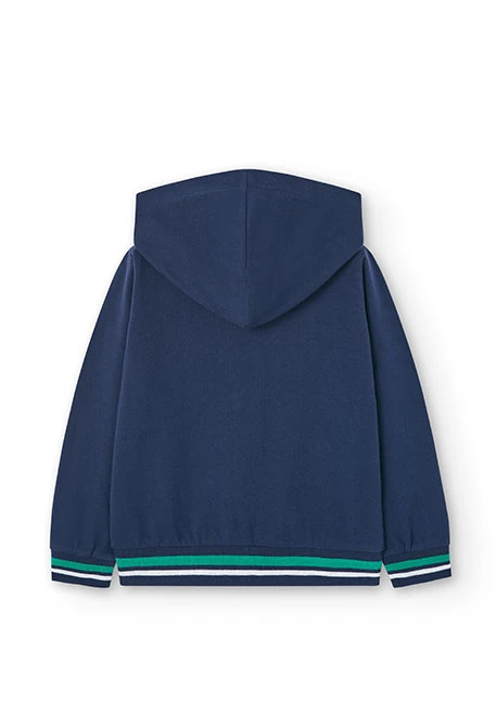 Boy's navy blue hooded plush jacket