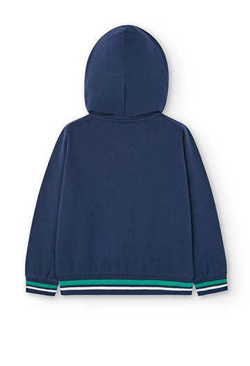Chaqueta de felpa con capucha de niño en azul marino