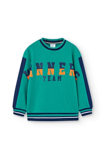 Fleece-Sweatshirt für Jungen, in Farbe Grün