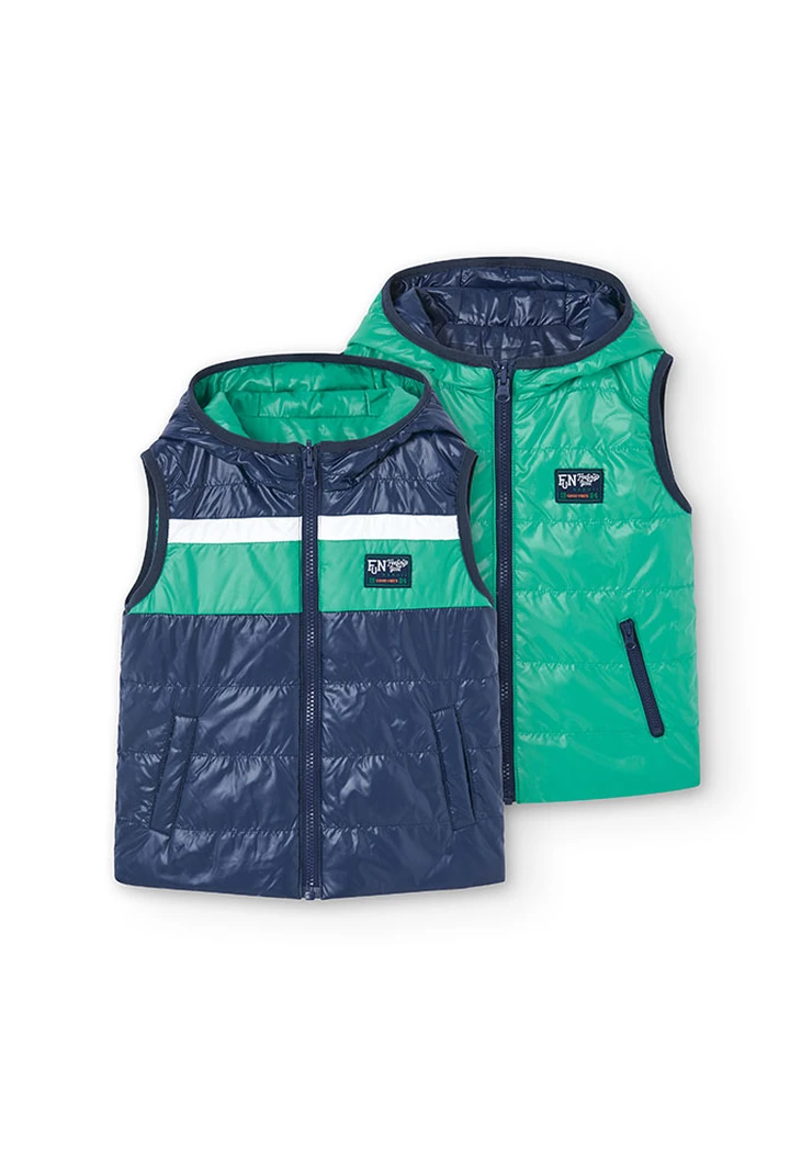 Gilet garçon en tissu technique bleu marine
