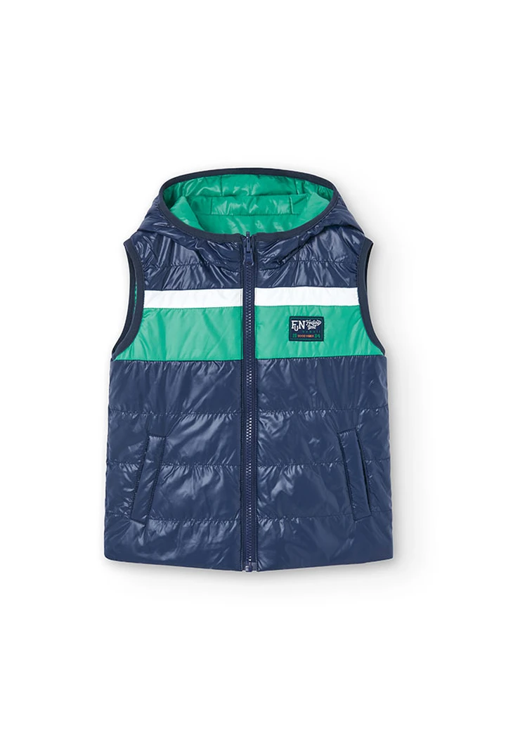 Gilet garçon en tissu technique bleu marine
