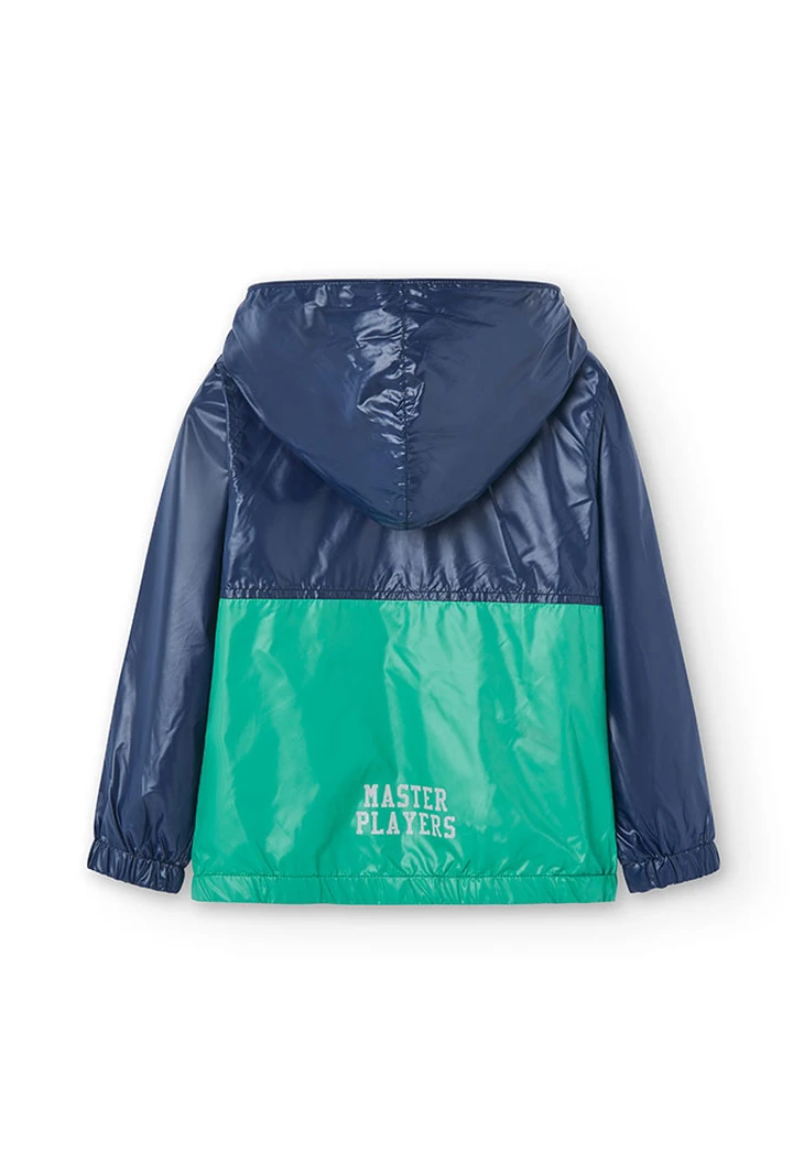 Parka garçon réversible en tissu technique, bleu marine