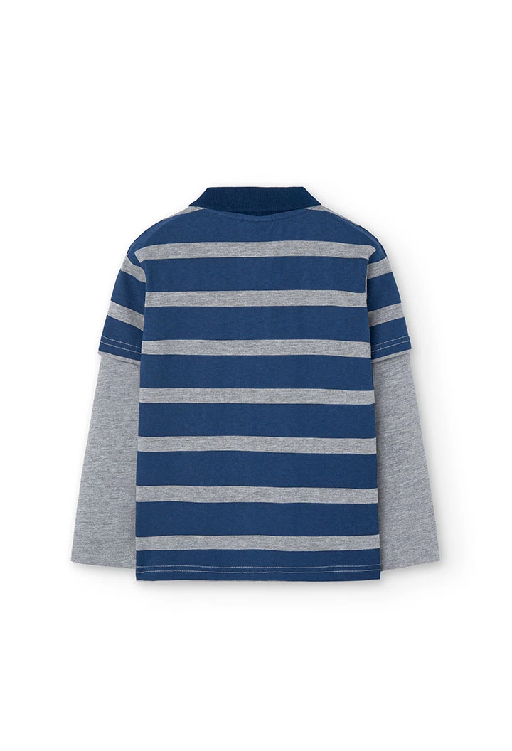 Polo di cotone da bambino in blu navy