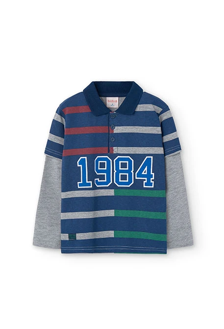 Polo di cotone da bambino in blu navy