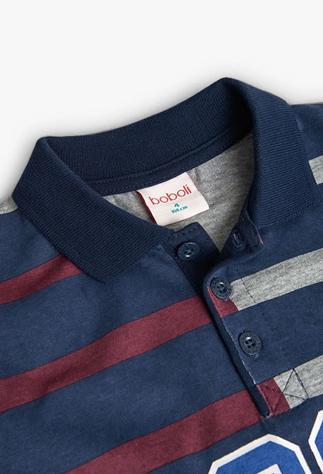 Cotton polo shirt for boys in navy blue