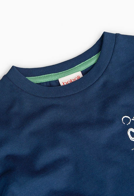 Camiseta de punto de niño en azul marino