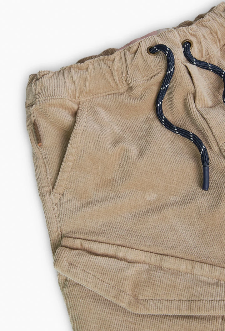 Pantalone di microvelluto a coste per bambino in beige