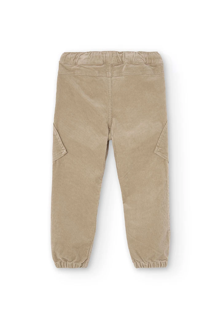 Boy\'s beige micro-corduroy trousers