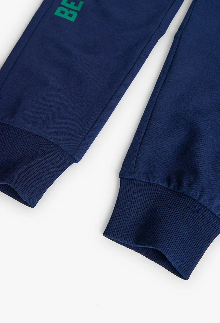 Pantalón de felpa de niño en azul marnio