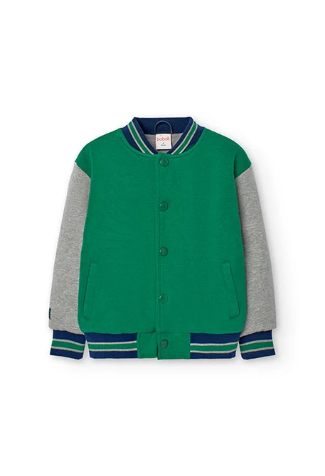 Blouson Teddy en molleton garçon en vert lime