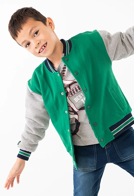 Blouson Teddy en molleton garçon en vert lime