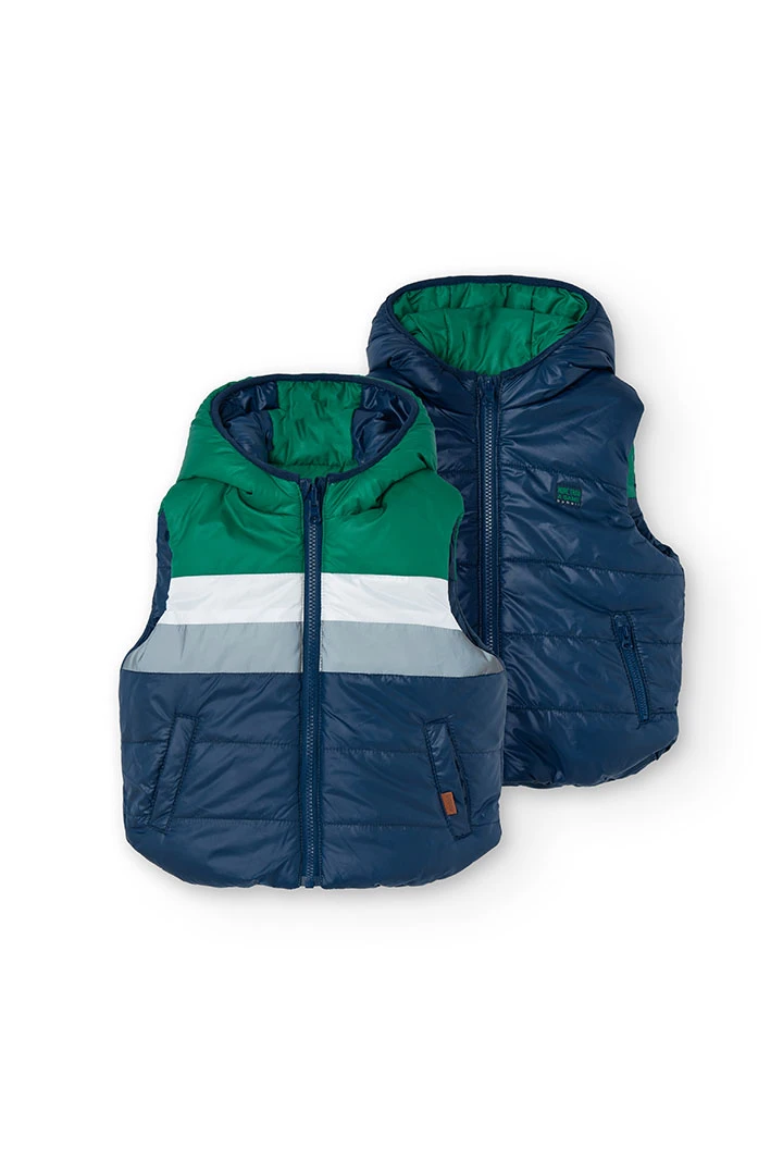 Reversible navy blue vest for boys