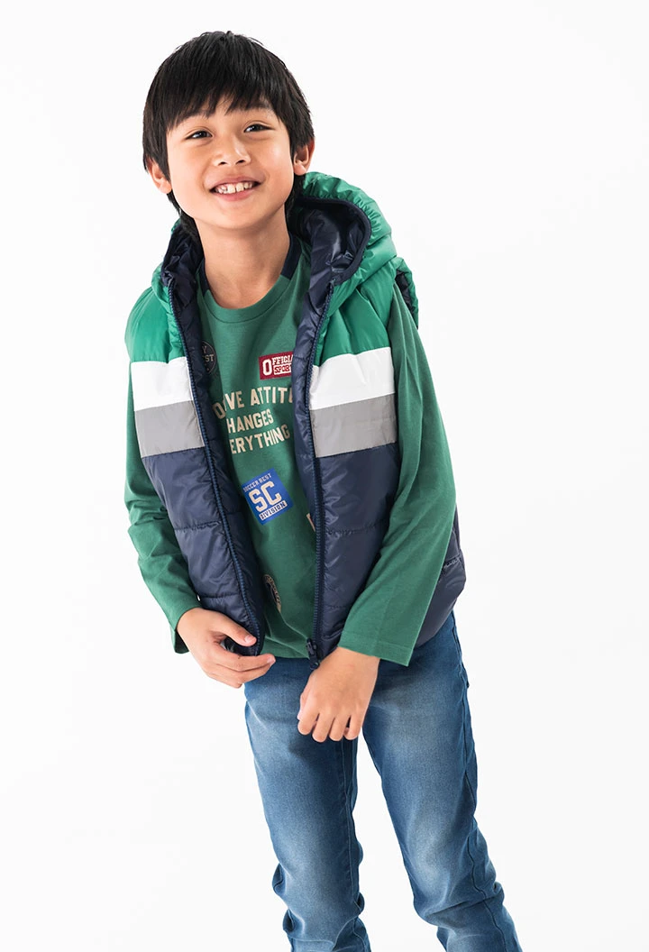 Reversible navy blue vest for boys