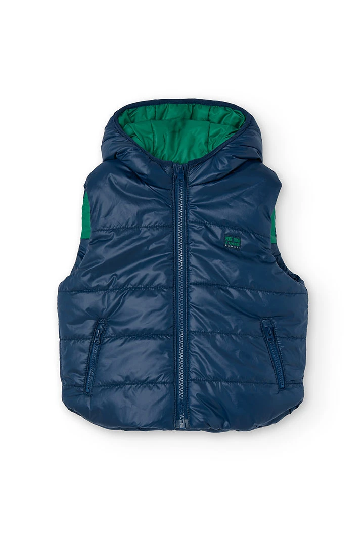 Reversible navy blue vest for boys