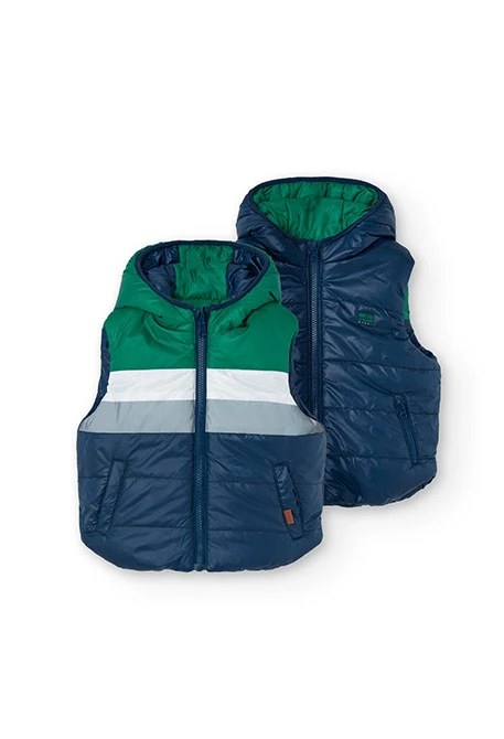 Reversible navy blue vest for boys