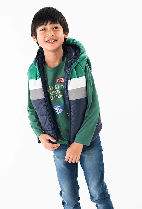 Gilet reversibile da bambino in blu navy